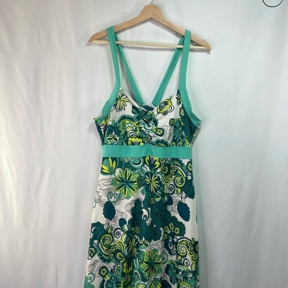 🧢 Prada, green and yellow floral print athletic dress with shelf bra